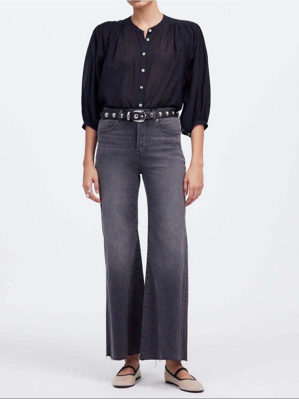 Madewell flared wide-leg crop jeans